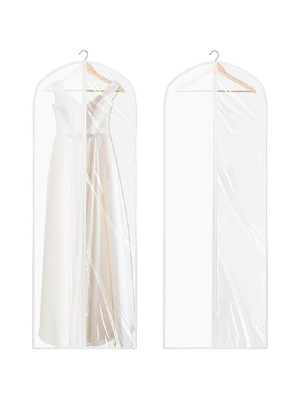 Clear Garment Bags 65 Inch Zipper Gown Suit Dress Costume Storage Cover 2 Pack